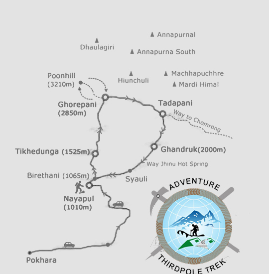 Ghorepani trekking map